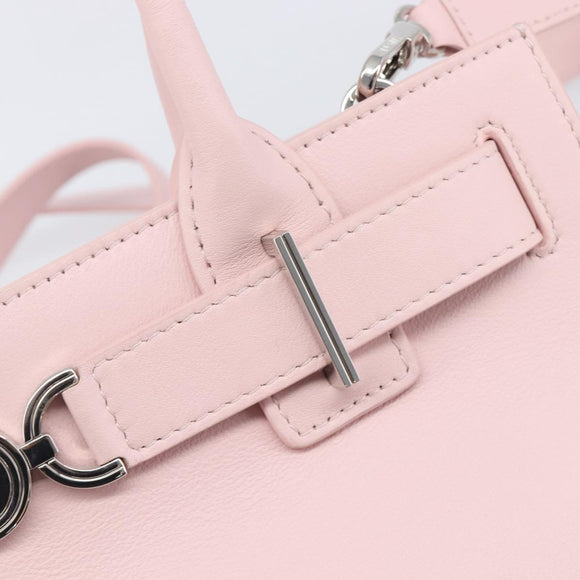 VERSACE Hand Bag Leather 2way Pink Silver Auth 200701V