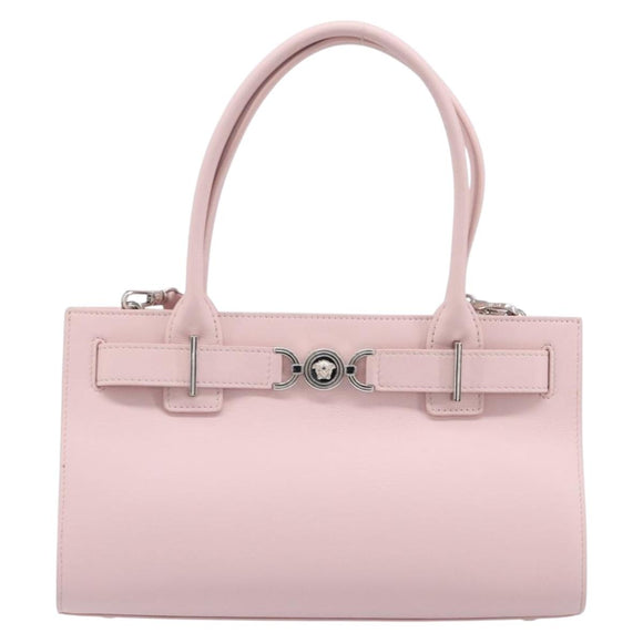 VERSACE Hand Bag Leather 2way Pink Silver Auth 200701V