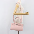 VERSACE Hand Bag Leather 2way Pink Silver Auth 200701V-27