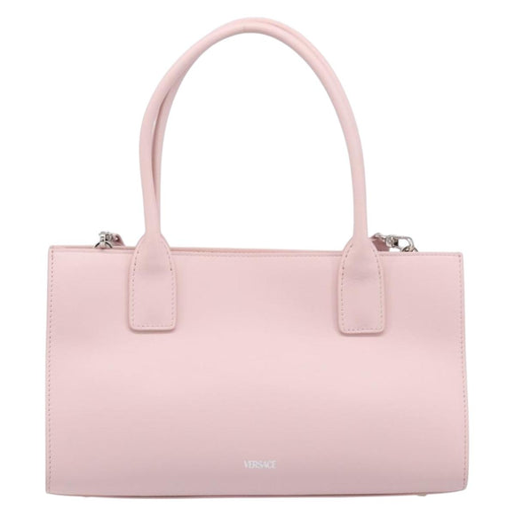 VERSACE Hand Bag Leather 2way Pink Silver Auth 200701V