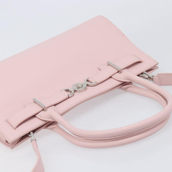 VERSACE Hand Bag Leather 2way Pink Silver Auth 200701V