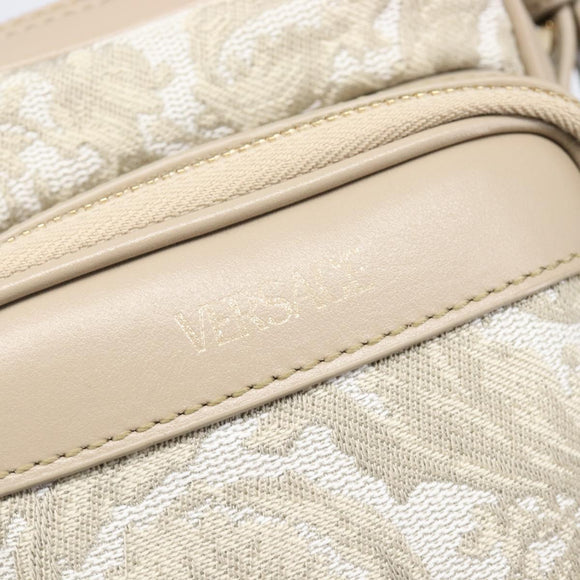 VERSACE Shoulder Bag Canvas Beige Gold Auth 200702V