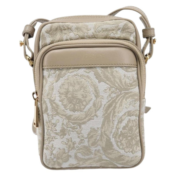 VERSACE Shoulder Bag Canvas Beige Gold Auth 200702V