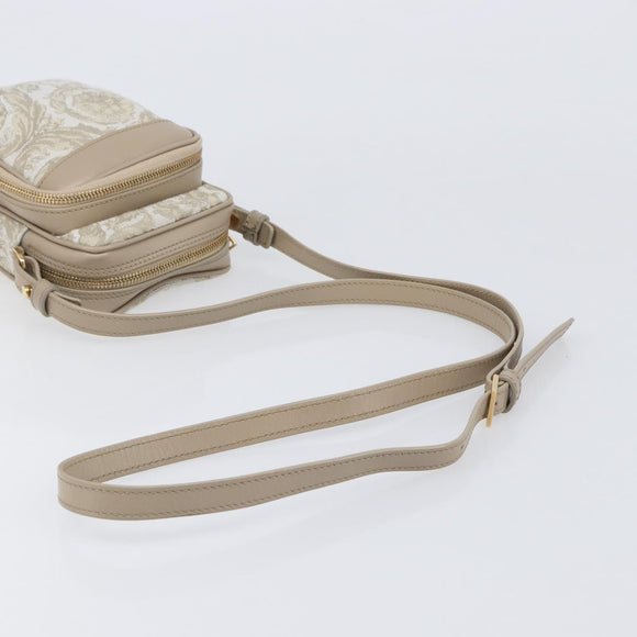 VERSACE Shoulder Bag Canvas Beige Gold Auth 200702V