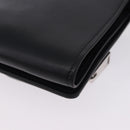 VERSACE Clutch Bag Leather Black Silver Auth 200703V-12