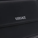 VERSACE Clutch Bag Leather Black Silver Auth 200703V-13