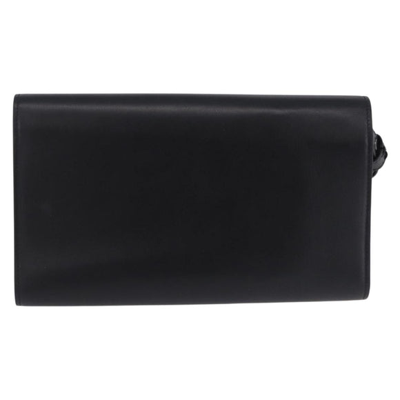 VERSACE Clutch Bag Leather Black Silver Auth 200703V