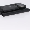 VERSACE Clutch Bag Leather Black Silver Auth 200703V-6