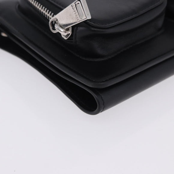 VERSACE Clutch Bag Leather Black Silver Auth 200703V