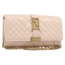 VERSACE Chain Shoulder Wallet Greca Goddess Leather Pink Gold Auth 200704V-1