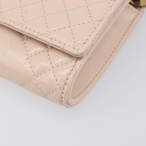 VERSACE Chain Shoulder Wallet Greca Goddess Leather Pink Gold Auth 200704V