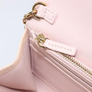 VERSACE Chain Shoulder Wallet Greca Goddess Leather Pink Gold Auth 200704V-24
