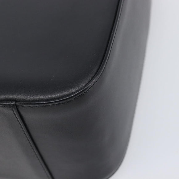 BURBERRY Nova Check Hand Bag Leather Black Silver Auth 200706V