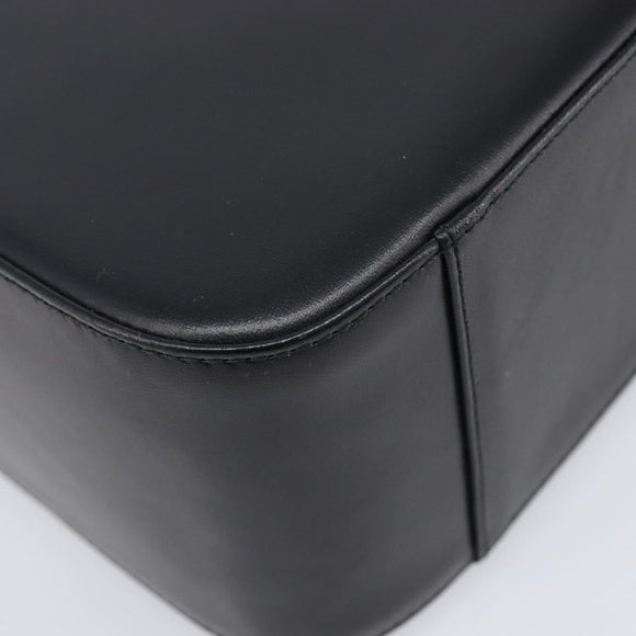 BURBERRY Nova Check Hand Bag Leather Black Silver Auth 200706V