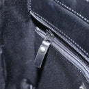 BURBERRY Nova Check Hand Bag Leather Black Silver Auth 200706V-19