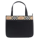 BURBERRY Nova Check Hand Bag Leather Black Silver Auth 200706V-13