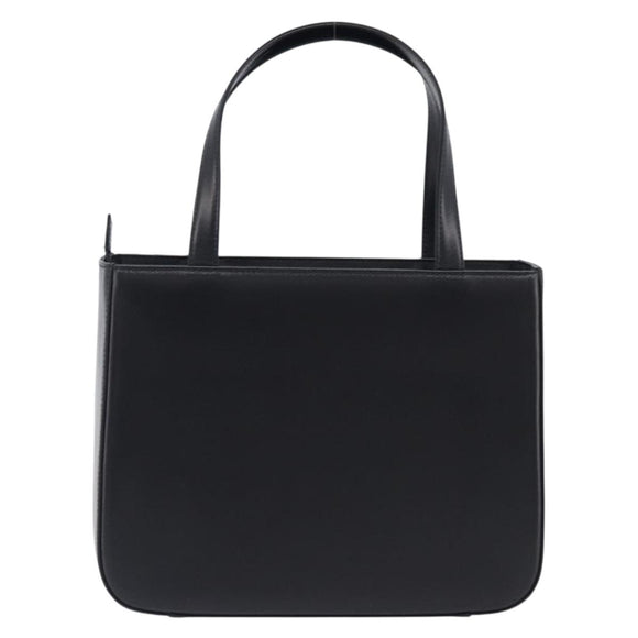 BURBERRY Nova Check Hand Bag Leather Black Silver Auth 200706V
