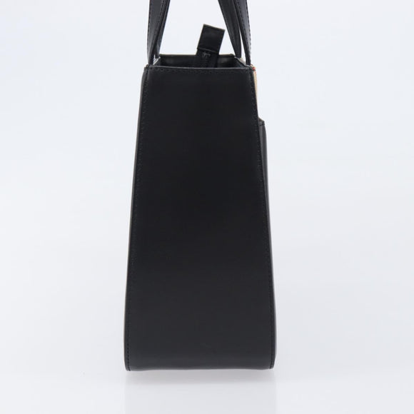 BURBERRY Nova Check Hand Bag Leather Black Silver Auth 200706V