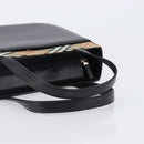 BURBERRY Nova Check Hand Bag Leather Black Silver Auth 200706V-7