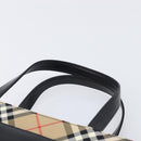 BURBERRY Nova Check Hand Bag Leather Black Silver Auth 200706V-8