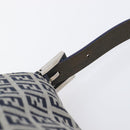 FENDI Zucchino Canvas Mamma Baguette Shoulder Bag Navy Silver Auth 200709V-10