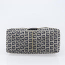 FENDI Zucchino Canvas Mamma Baguette Shoulder Bag Navy Silver Auth 200709V-11