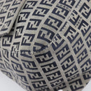 FENDI Zucchino Canvas Mamma Baguette Shoulder Bag Navy Silver Auth 200709V-14