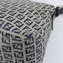 FENDI Zucchino Canvas Mamma Baguette Shoulder Bag Navy Silver Auth 200709V-15