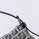 FENDI Zucchino Canvas Mamma Baguette Shoulder Bag Navy Silver Auth 200709V-17