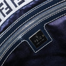 FENDI Zucchino Canvas Mamma Baguette Shoulder Bag Navy Silver Auth 200709V-21