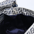 FENDI Zucchino Canvas Mamma Baguette Shoulder Bag Navy Silver Auth 200709V-23