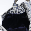 FENDI Zucchino Canvas Mamma Baguette Shoulder Bag Navy Silver Auth 200709V-24