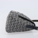 FENDI Zucchino Canvas Mamma Baguette Shoulder Bag Navy Silver Auth 200709V-4