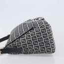 FENDI Zucchino Canvas Mamma Baguette Shoulder Bag Navy Silver Auth 200709V-5