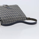 FENDI Zucchino Canvas Mamma Baguette Shoulder Bag Navy Silver Auth 200709V-7
