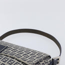 FENDI Zucchino Canvas Mamma Baguette Shoulder Bag Navy Silver Auth 200709V-8