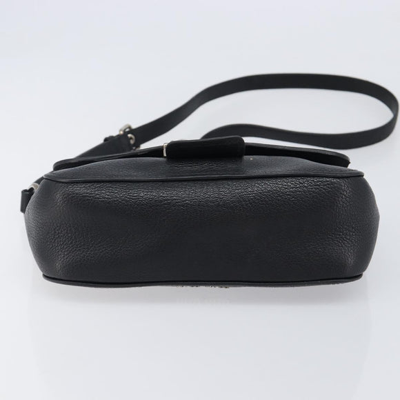 Miu Miu Shoulder Bag Leather Black Silver Auth 200710A
