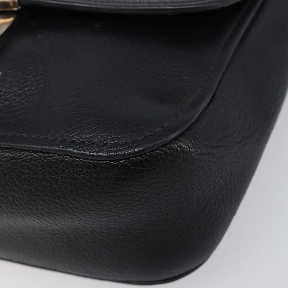 Miu Miu Shoulder Bag Leather Black Silver Auth 200710A