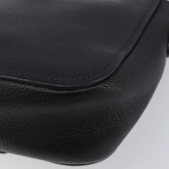 Miu Miu Shoulder Bag Leather Black Silver Auth 200710A