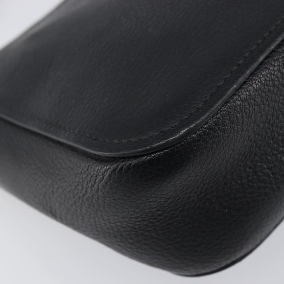 Miu Miu Shoulder Bag Leather Black Silver Auth 200710A