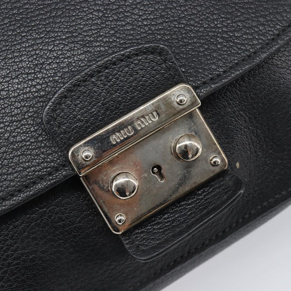 Miu Miu Shoulder Bag Leather Black Silver Auth 200710A