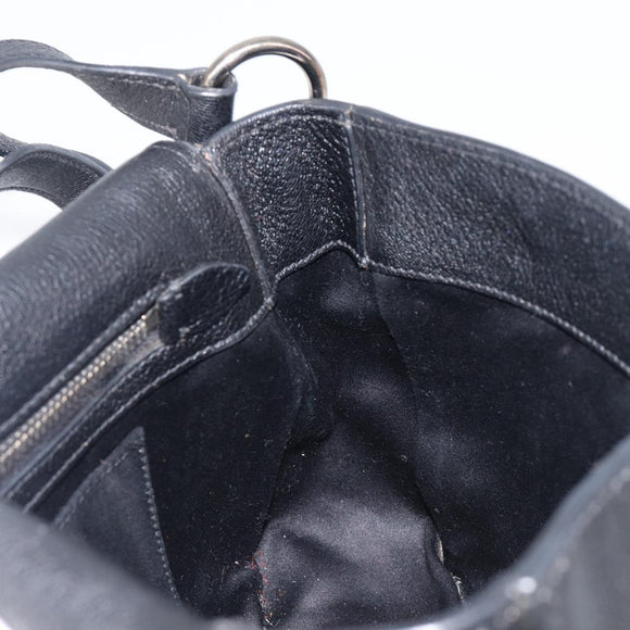Miu Miu Shoulder Bag Leather Black Silver Auth 200710A