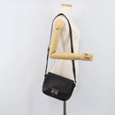 Miu Miu Shoulder Bag Leather Black Silver Auth 200710A-26