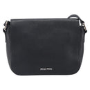 Miu Miu Shoulder Bag Leather Black Silver Auth 200710A-3