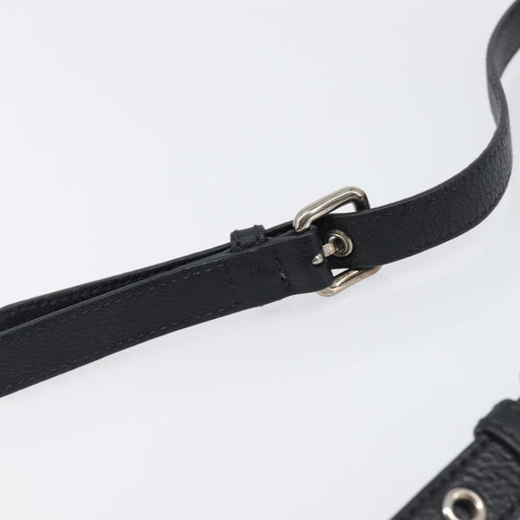 Miu Miu Shoulder Bag Leather Black Silver Auth 200710A