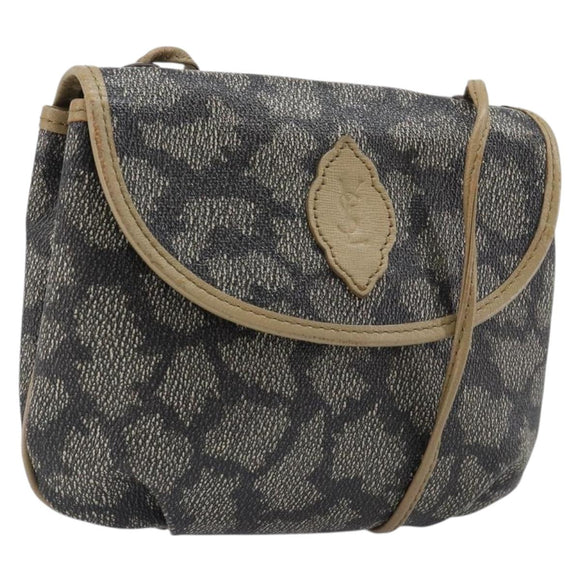 SAINT LAURENT Shoulder Bag PVC Canvas Gray Auth 200711
