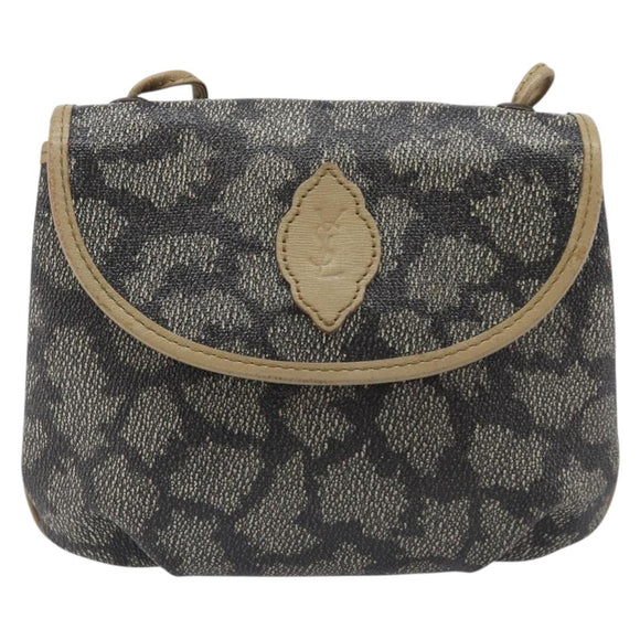 SAINT LAURENT Shoulder Bag PVC Canvas Gray Auth 200711