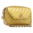 CHANEL Chain Shoulder Bag Leather Gold CC Auth 200713-1