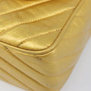 CHANEL Chain Shoulder Bag Leather Gold CC Auth 200713-11