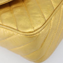 CHANEL Chain Shoulder Bag Leather Gold CC Auth 200713-12